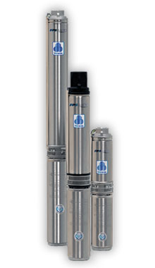 FPS 4400 four inch stainless steel submersible well pumps in three sizes