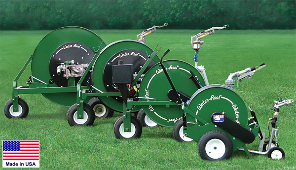 A Kifco traveling water reel irrigating a field